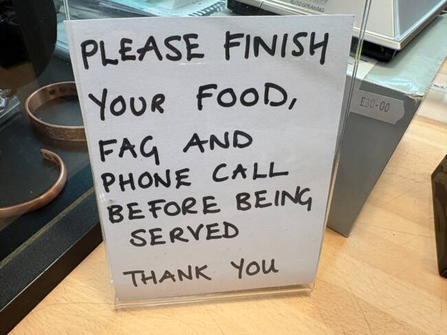 amusing sign at bury market